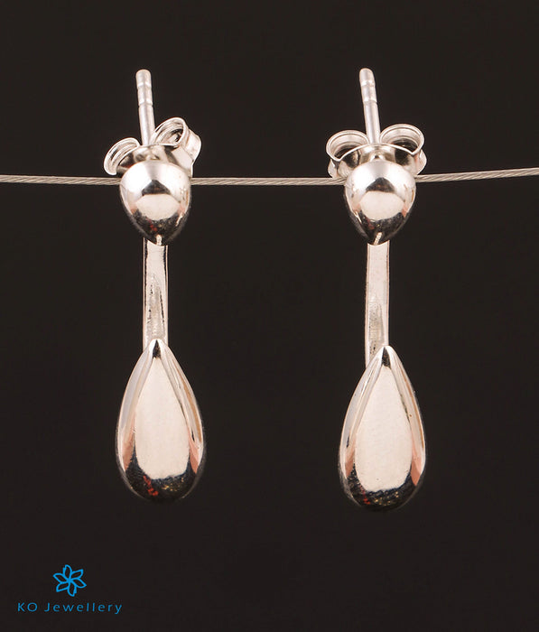 The Oval Silver Front & Back Earrings (Bright Silver)