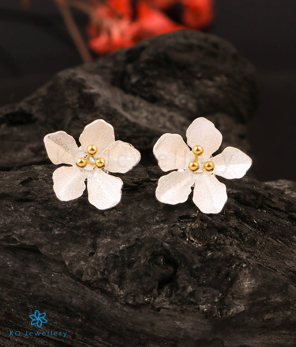 The Lily Floral Silver Earrings (2 tone)