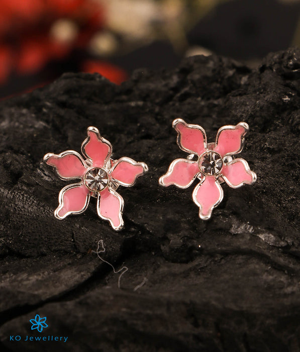 The Wildflower Silver Earrings (Pink)