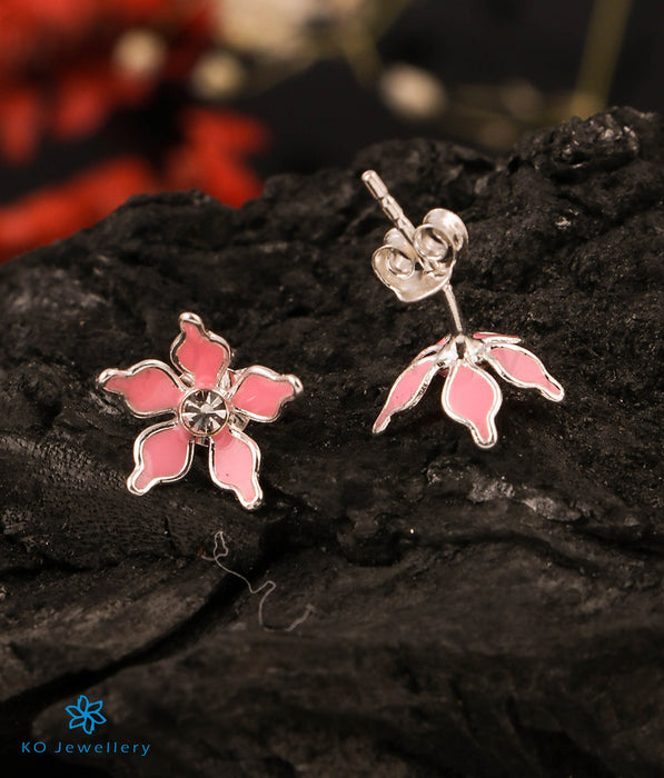 The Wildflower Silver Earrings (Pink)
