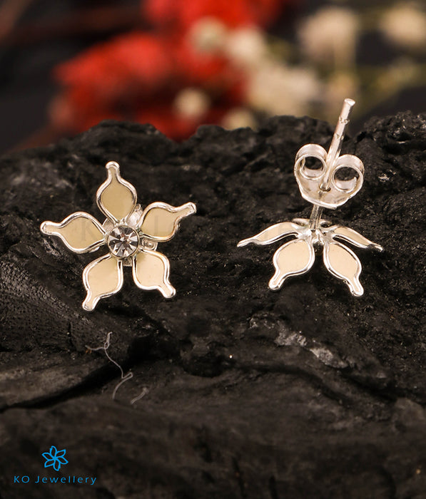 The Wildflower Silver Earrings (White)
