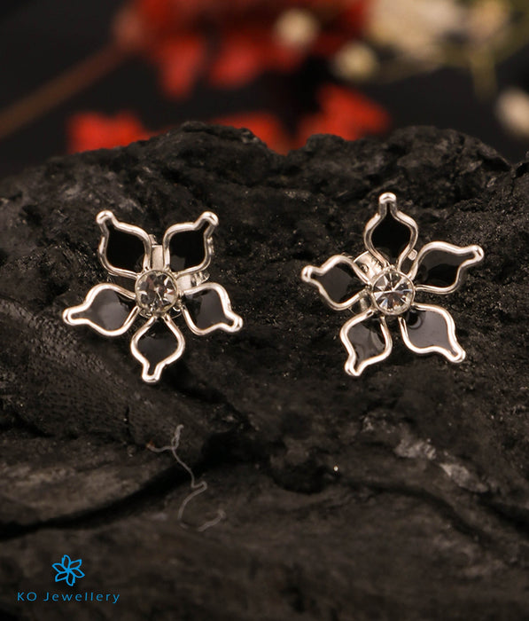The Wildflower Silver Earrings (Black)