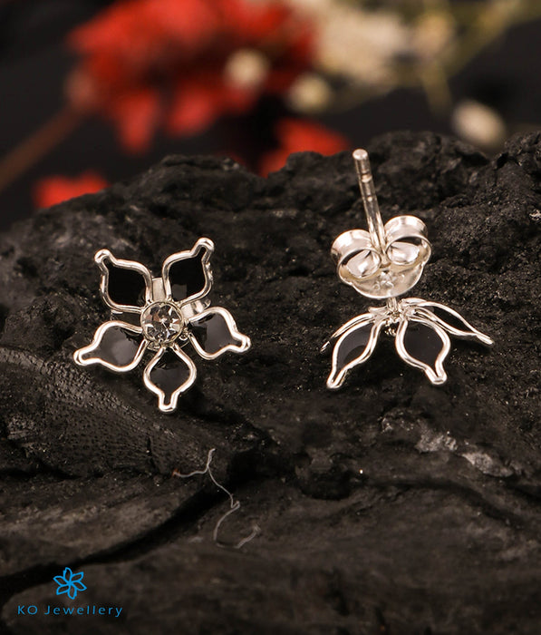 The Wildflower Silver Earrings (Black)