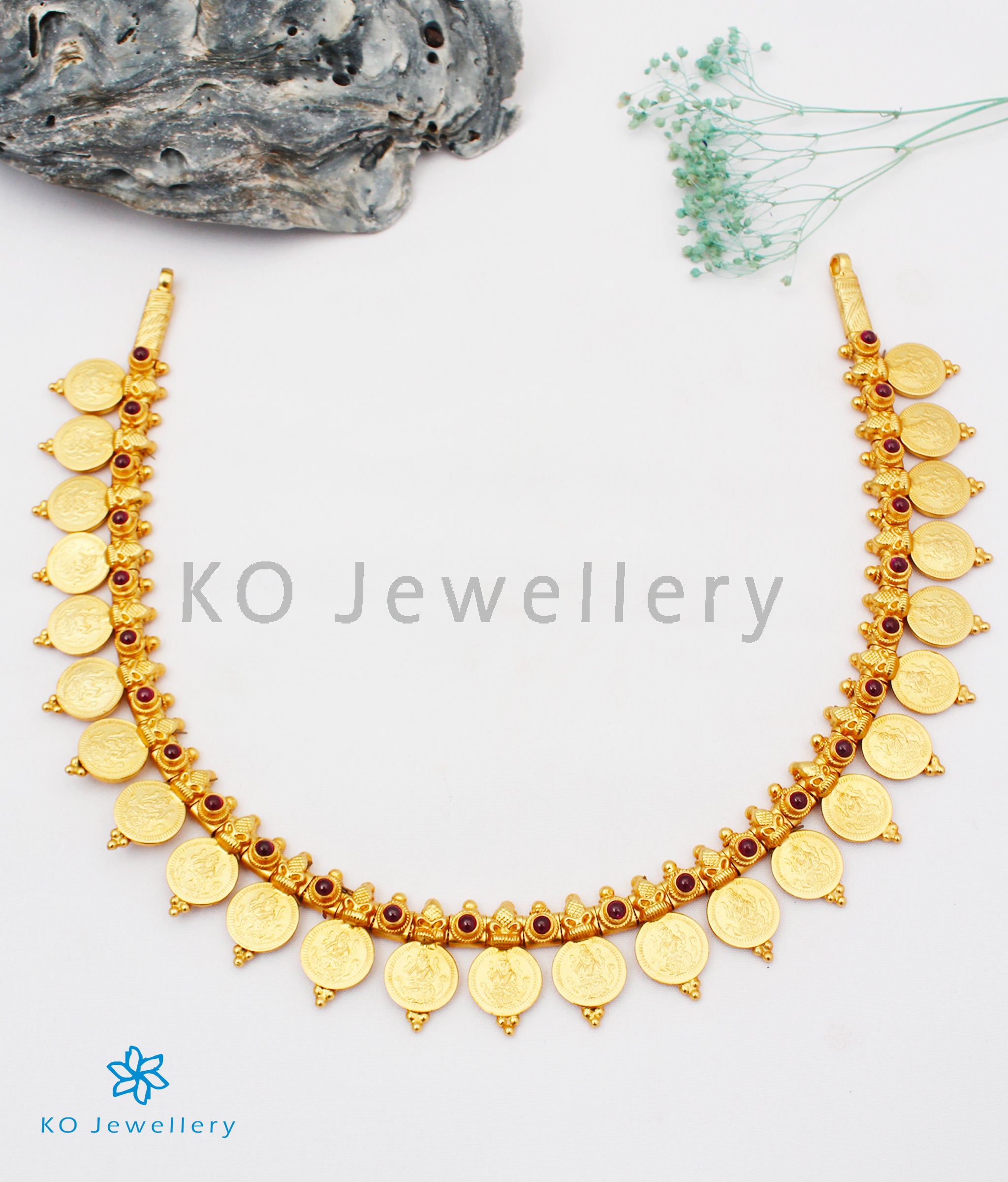The Sindhuja Silver Kasu-mala Necklace-Buy Gold-finish Necklace Online KO Jewellery