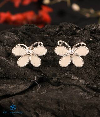 The Colourful Butterfly Silver Earrings (White)