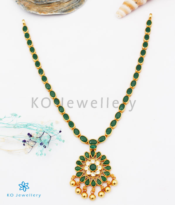 The Abhishi Silver Kempu Necklace (Green)