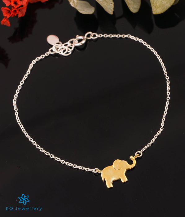 The Wise Elephant Silver Bracelet (2 tone)