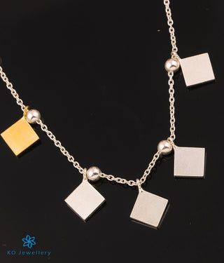 The Squared Out Silver Necklace (2 tone)