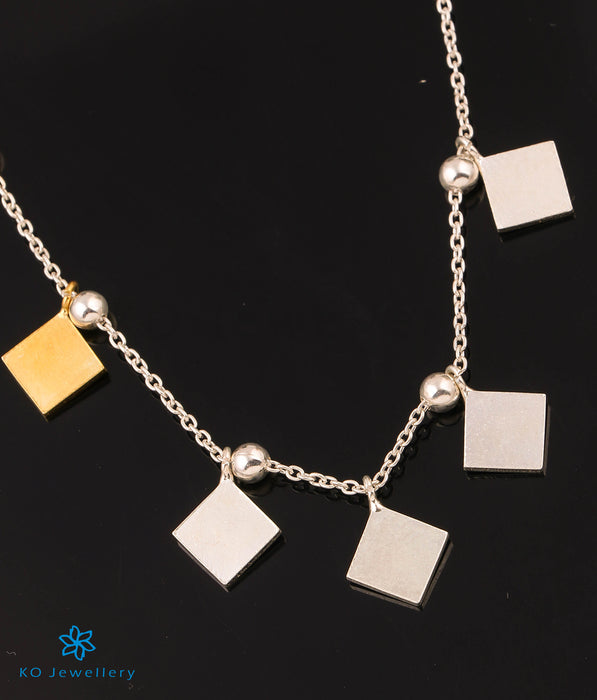 The Squared Out Silver Necklace (2 tone)