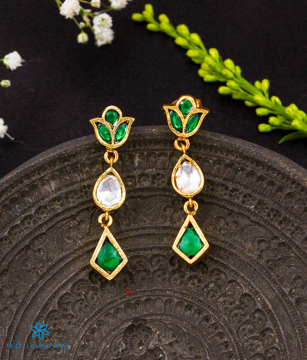 The Kamya Silver Kundan Earrings (Green)
