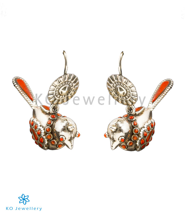 The Pakshi Silver Coral Earrings