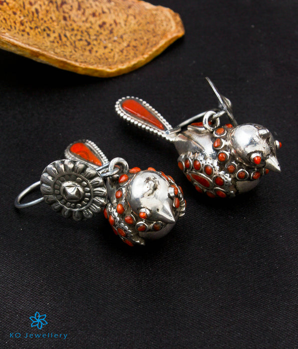 The Pakshi Silver Coral Earrings