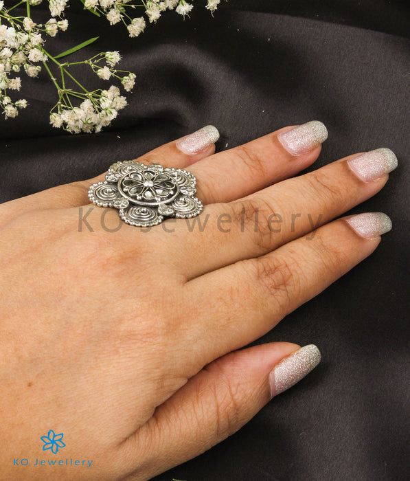The Aysha Silver Statement Open Finger Ring
