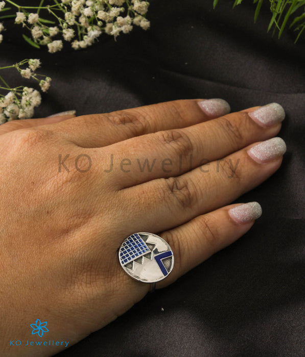 The Nysha Silver Enamel/Meenakari Open Finger Ring