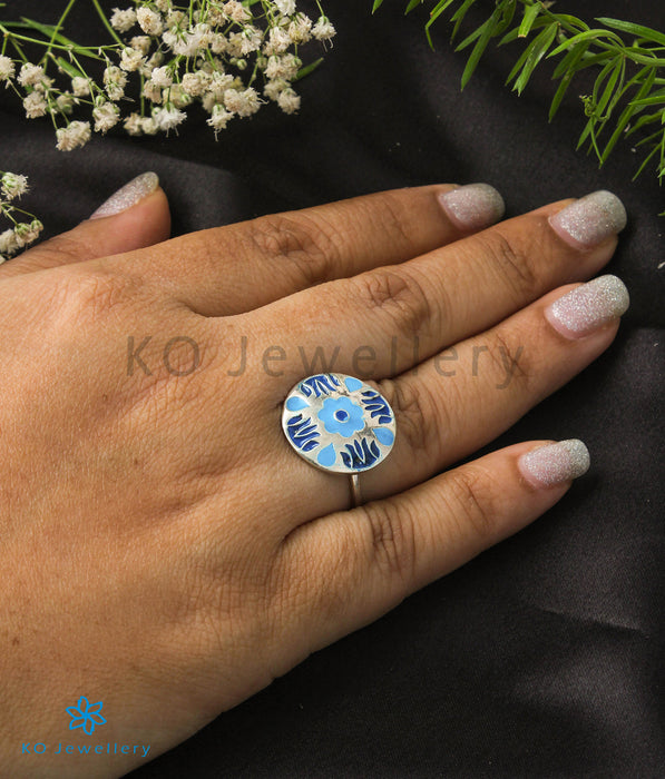 The Ayra Silver Enamel/Meenakari Open Finger Ring