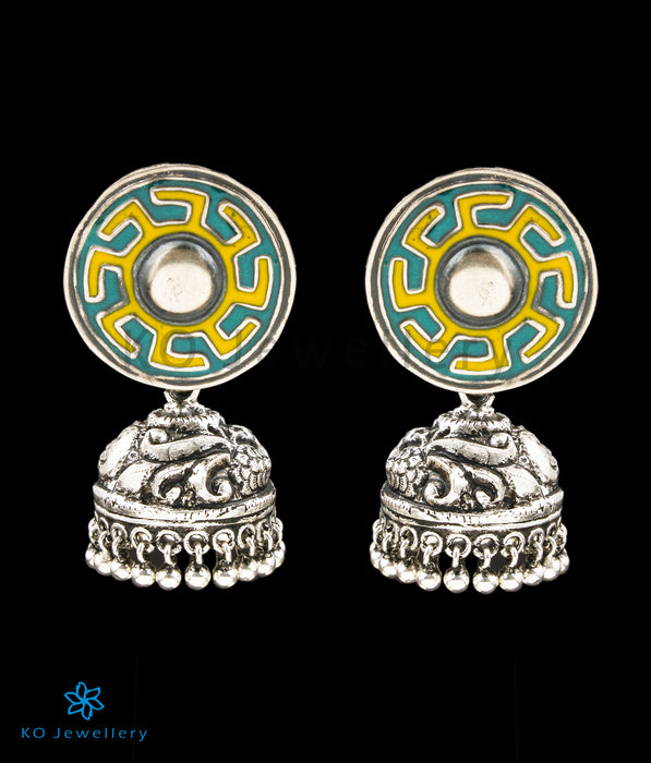 Buy Women's Gold-Plated Stones Studded Meenakari Jhumka Earrings In Green  Color With Pearls Drop online at Trendia