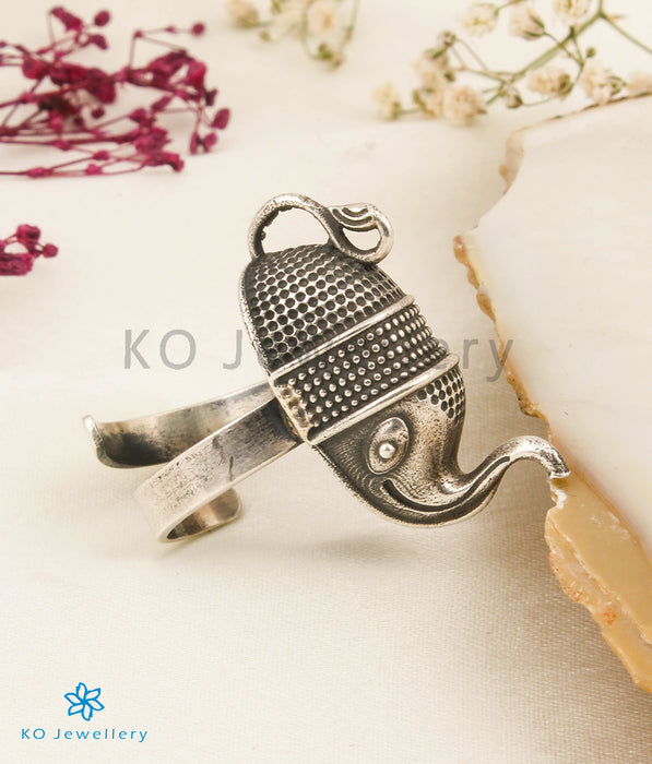 The Happy Elephant Silver Statement Open Finger Ring