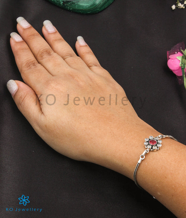 The Adit Silver Gemstone Bracelet(Pink)