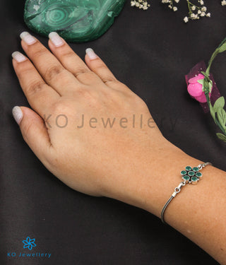 The Ditya Silver Gemstone Bracelet(Green)