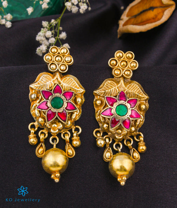 Aysha Silver Kundan Earrings gold plated