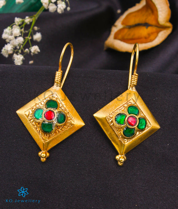 The Almas Silver Kundan Earrings (Green)