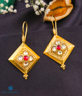 The Almas Silver Kundan Earrings (Red/White)