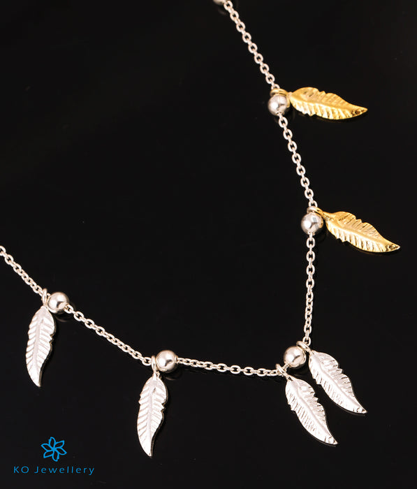 The Flock of Feathers Silver Necklace (2 tone)