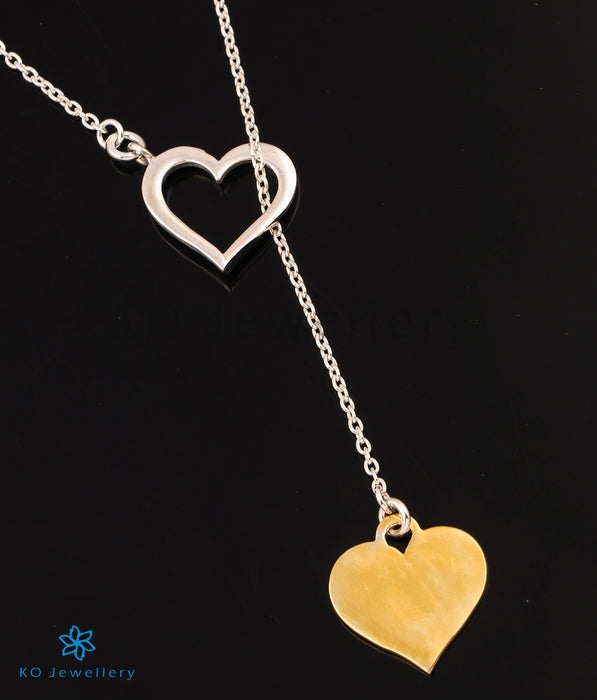The Entangled Hearts Silver Necklace (2 tone)