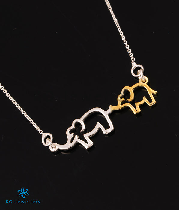 The Wise Elephant Silver Necklace (2 tone)