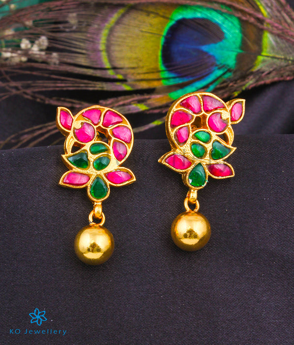 The Hinaya Silver Peacock Kundan Earrings