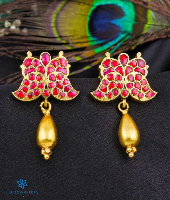 The Turab Silver Peacock Kundan Earrings