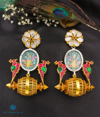 The Kanha Silver Handpainted Kundan Earrings