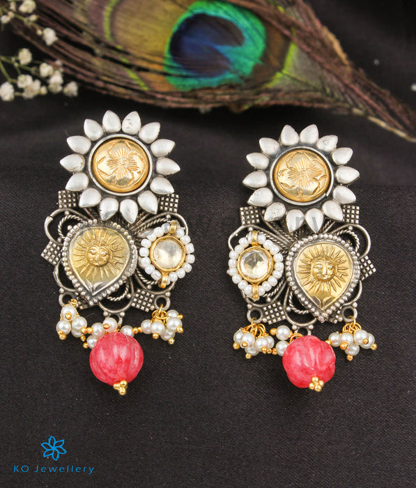 The Suryamukhi Silver Kundan Earrings (2 Tone)