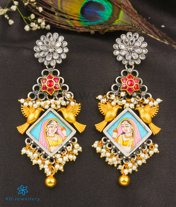 The Rajata Silver Handpainted Kundan Earrings