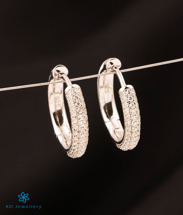 The Sparkly Shine Silver Hoops (White)