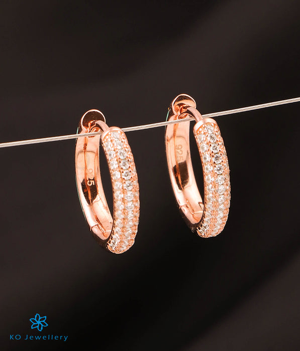 The Dazzling Silver Rose-Gold Hoops (White)