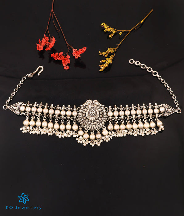 The Dhruvika Silver Peacock Choker Necklace