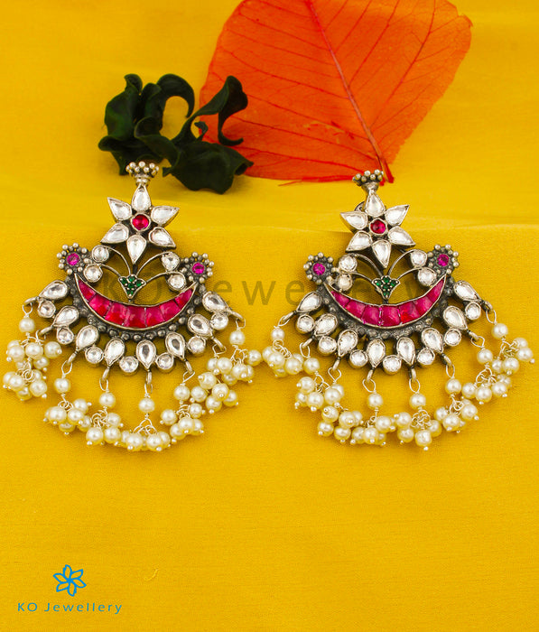 The Phulkari Silver Kundan Earrings