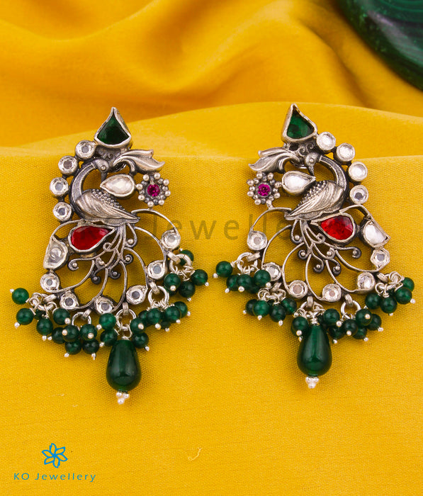The Harita Silver Peacock Earrings