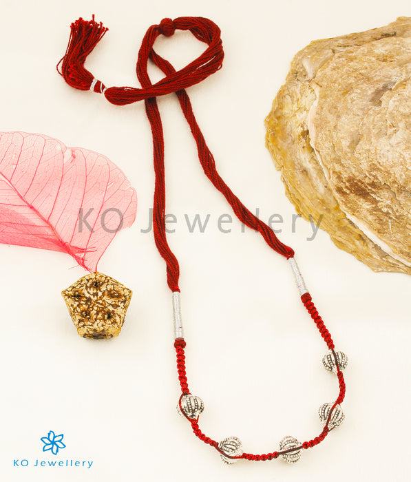 The Gulika Silver Thread Necklace (Red/Oxidised)