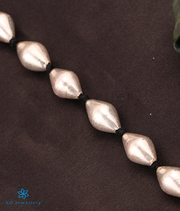 The Aari Silver Dholki Beads Necklace (Length)