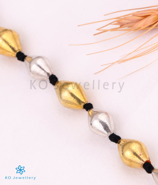 The Sharvi Silver Dholki Beads Necklace (Two-Tone)