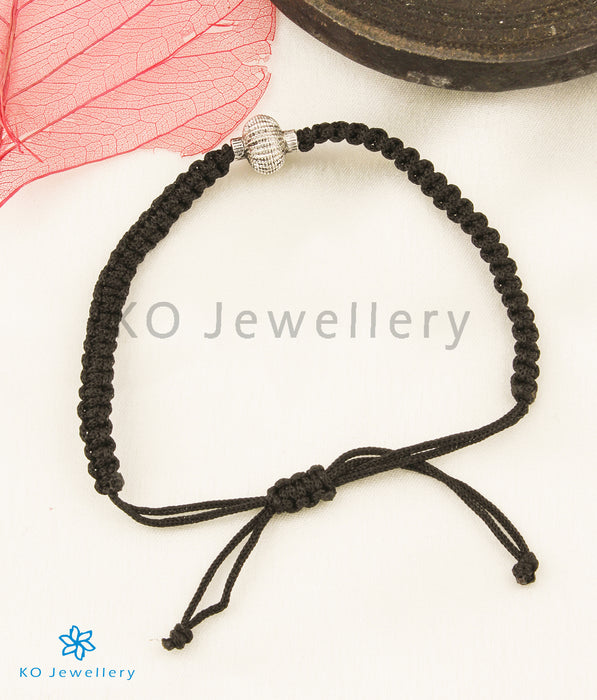 The Mandala Silver Black Thread Bracelet