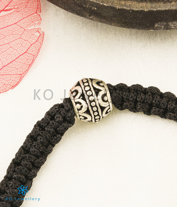 The Prithvi Silver Black Thread Bracelet