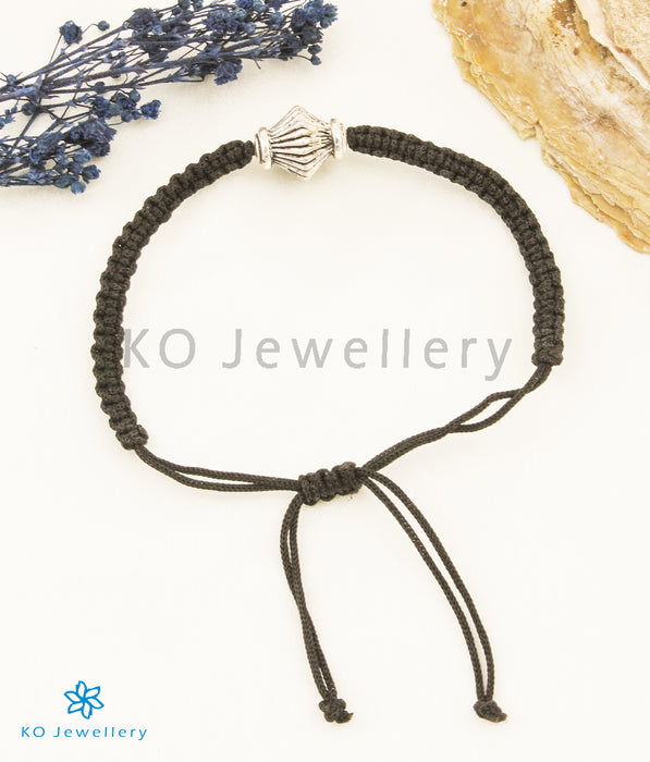 The Dhrishya Silver Black Thread Bracelet