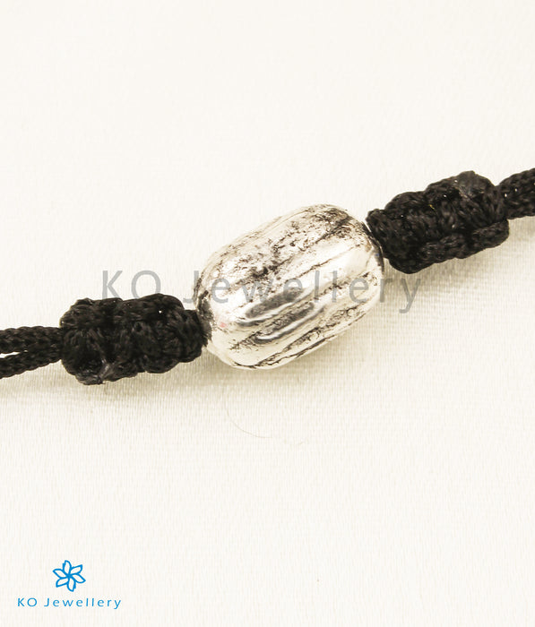 The Ditya Silver Black Thread Anklets (3 beads)