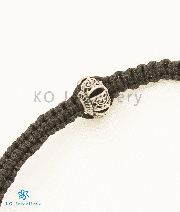 The Sapan Silver Black Thread Anklets (3 beads)