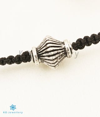 The Dhrishya Silver Black Thread Anklets (3 beads)