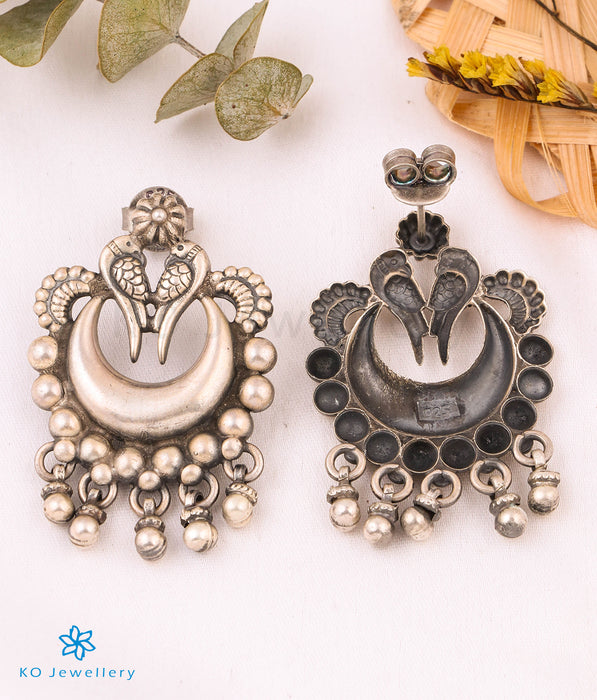 The Mithuna Silver Vintage Peacock Earrings
