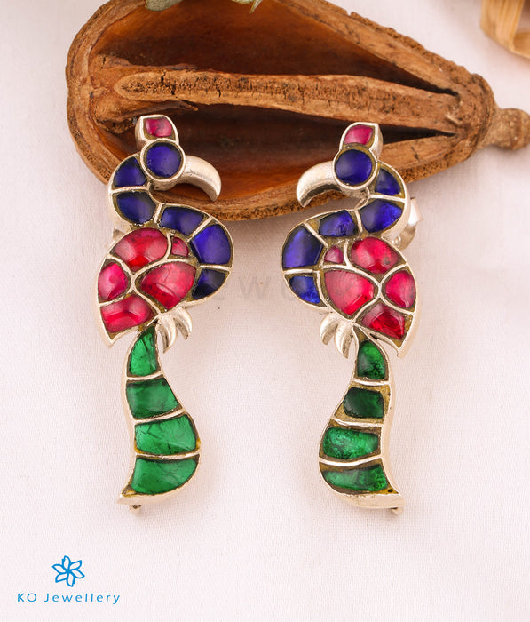 The Bahaar Silver Polki Peacock Earrings